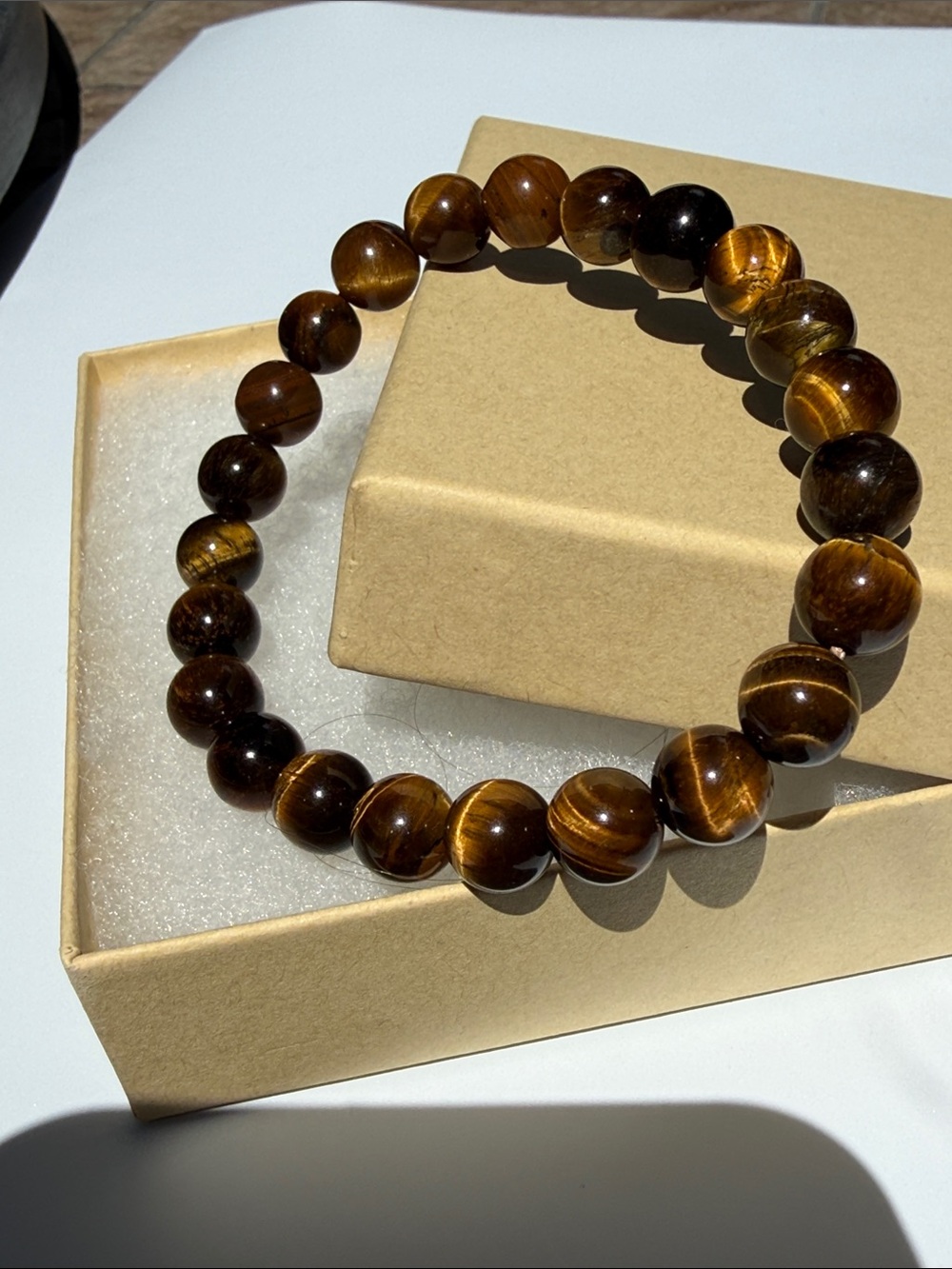 Artsian 8mm Brown Tigers Eye Gemstone Beaded Stretch Bracelet for Women or Men